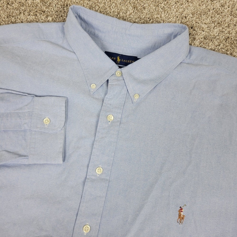 Ralph Lauren Classic Fit Mens 4XLT Light Blue Flesh Pony Button Down Long Sleeve